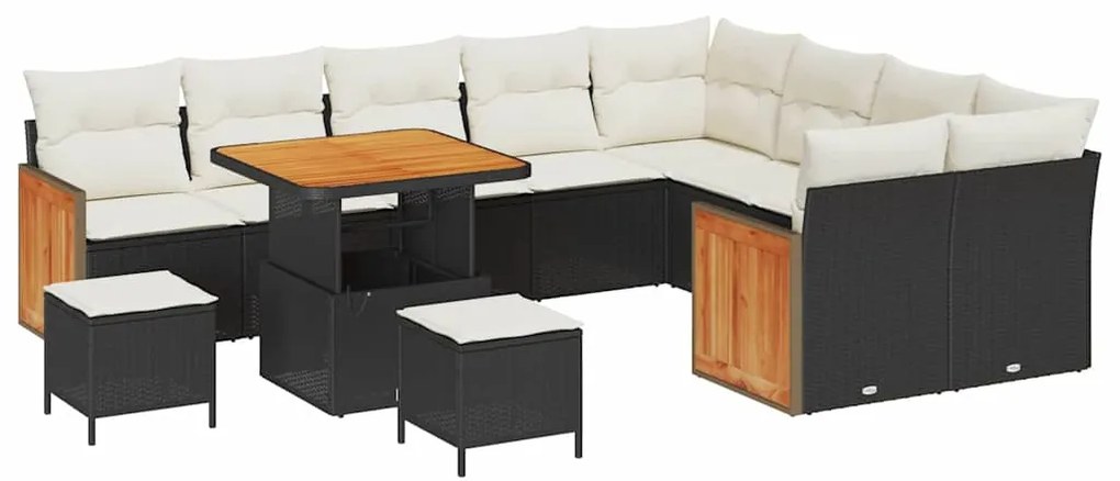 vidaXL Σετ Καναπέ Κήπου 12 pcs Μαύρο, Κρέμα 80 x 80 x 71 cm