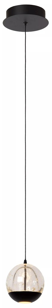 Φωτιστικό Κρεμαστό Lucide 13498-05-30 SENTUBAL Μαύρο Ματ (Black Mat)|Διάφανο (Transparent) 2700 K