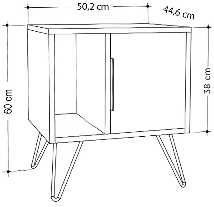 Κομοδίνο Glynn Megapap χρώμα ανοιχτό καρυδί 50,2x44,6x60εκ.