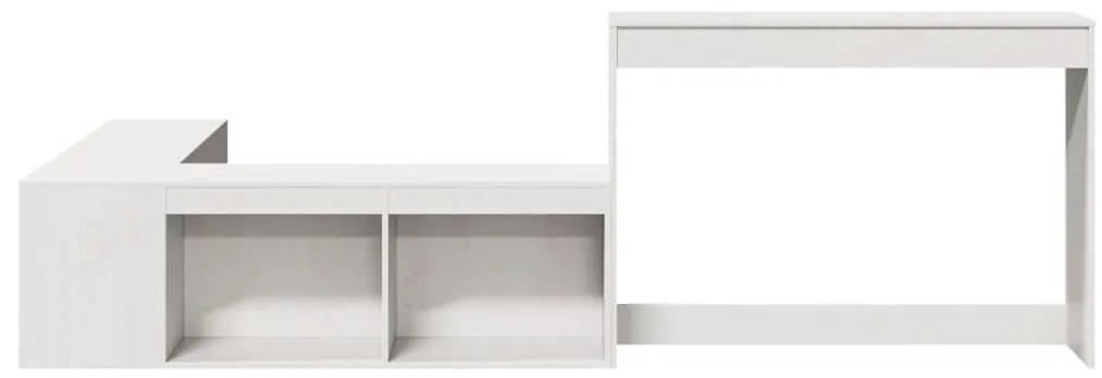 Κομοδίνο με Γραφείο Λευκό 232x112x75 εκ. από Μασίφ Ξύλο Πεύκου - Λευκό