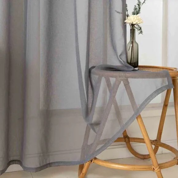 Beauty Home Κουρτίνα γάζα μονόχρωμη με 8 μεταλλικούς κρίκους Sharp Art 8448 140x270 Ανθρακί