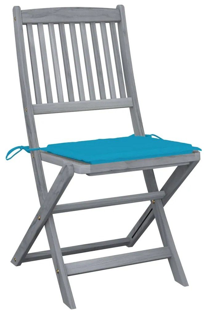 vidaXL Καρέκλες Εξωτ. Χώρου Πτυσ. 4 τεμ Μασίφ Ξύλο Ακακίας &amp; Μαξιλάρια