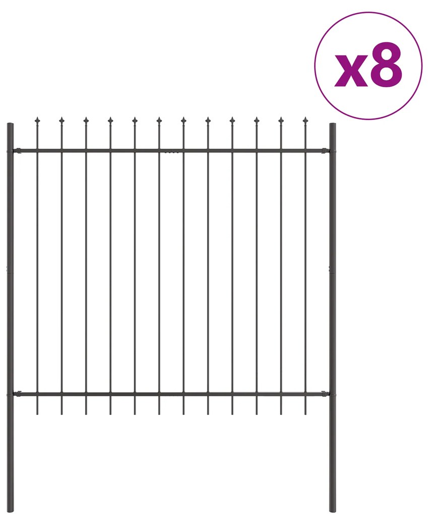 vidaXL Φράχτης κήπου  με αιχμητή κορυφή, Γκρι, 13,6x1,5 μ, Χάλυβας