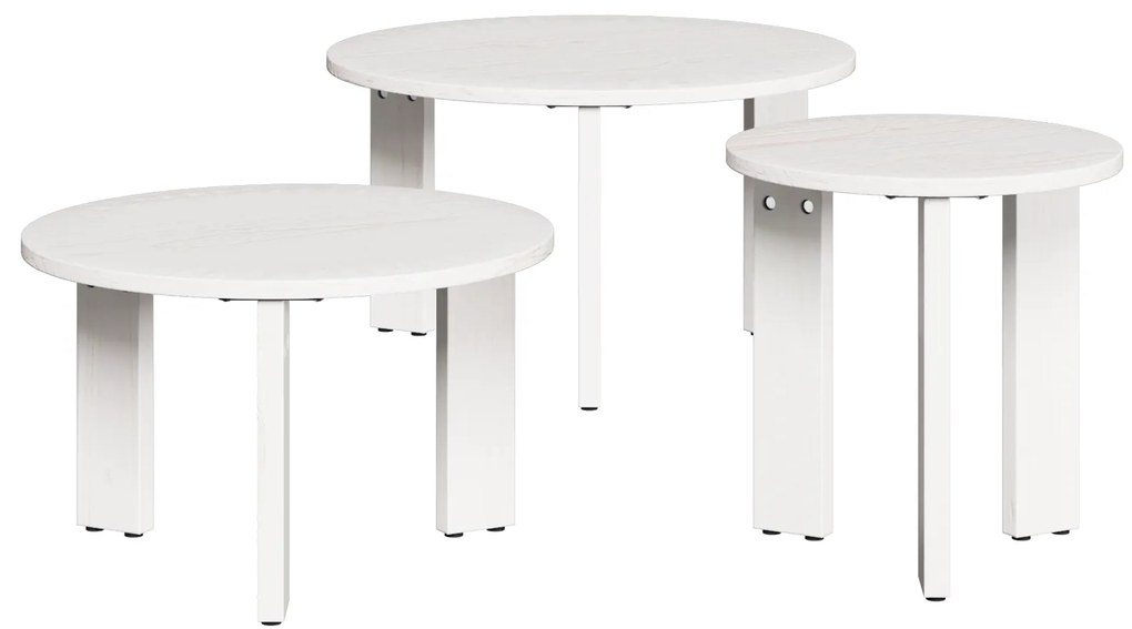 vidaXL Σετ Τραπεζιού Για Καφέ 3 pcs Λευκό 47.5 x 47.5 x 27 εκ.