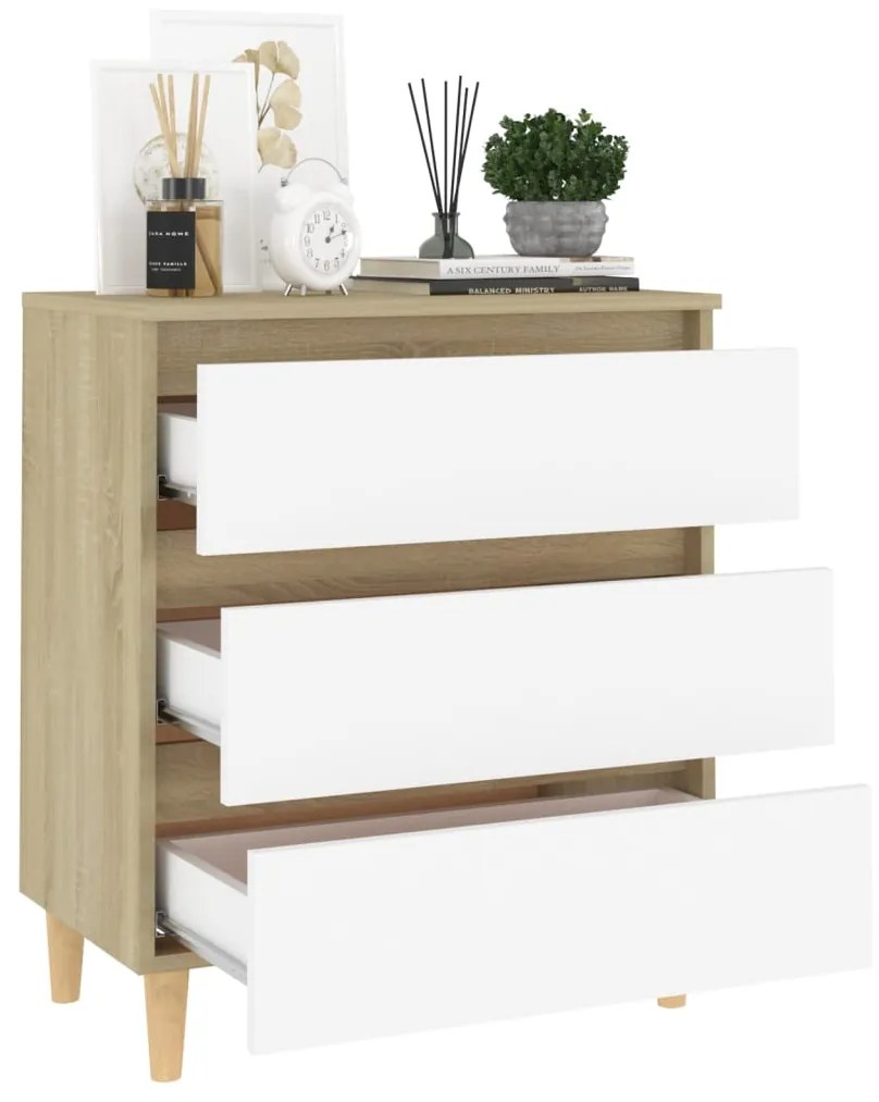 vidaXL Συρταριέρα Λευκό / Sonoma Δρυς 60 x 35 x 69 εκ. από Επεξ. Ξύλο
