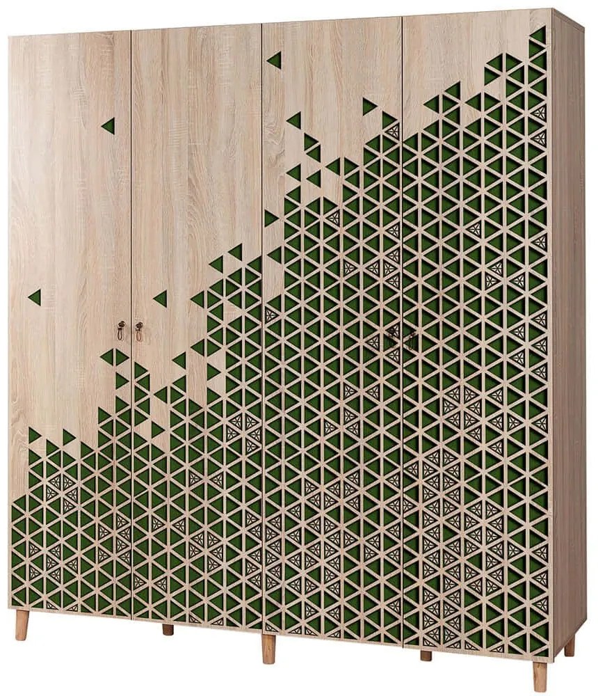 Ντουλάπα Τετράφυλλη Imaj 863SPH4221 180x52x192cm Oak-Green Four Door