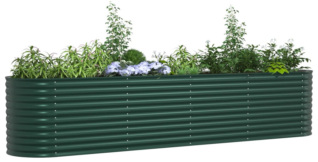vidaXL Κρεβάτι κήπου  Πράσινο 400x80x81 εκ. από γαλβανισμένο ατσάλι