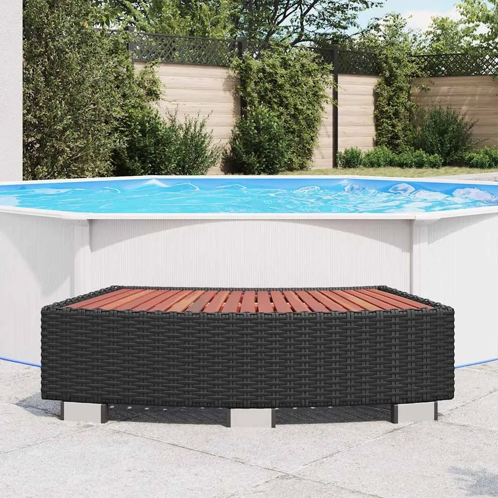 vidaXL Σκαλοπάτι για Σπα Μαύρο 92 x 45 x 25 εκ. από Συνθετικό Ρατάν