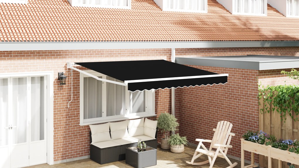 vidaXL Αυτόματη Ανασυρόμενη Τέντα Μαύρη 300x250 cm