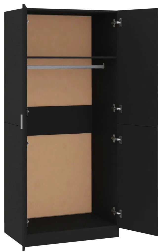 Ντουλάπα Μαύρη 80 x 52 x 180 εκ. από Επεξ. Ξύλο 800622