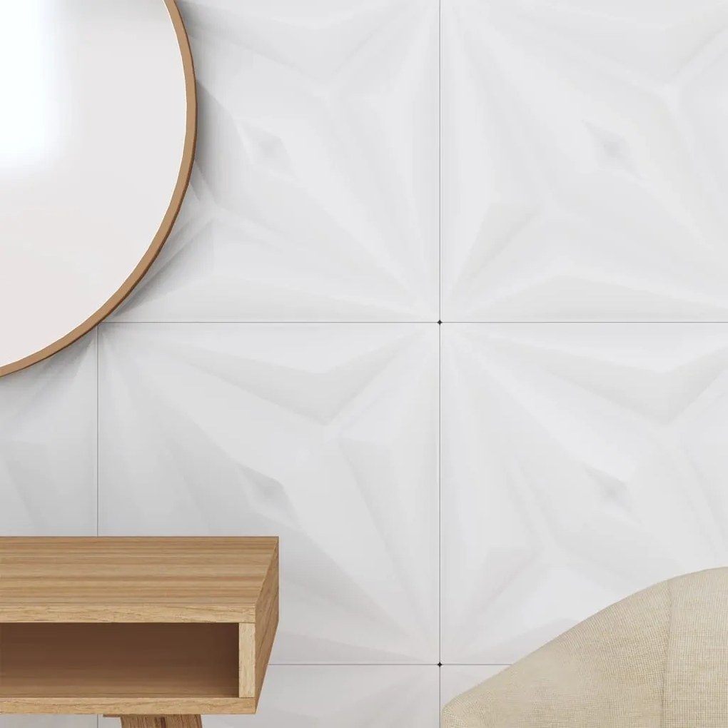 Πάνελ Τοίχου 48 τεμ. Σχέδιο Αστέρι Λευκά 50x50εκ. 12 μ² από EPS - Λευκό