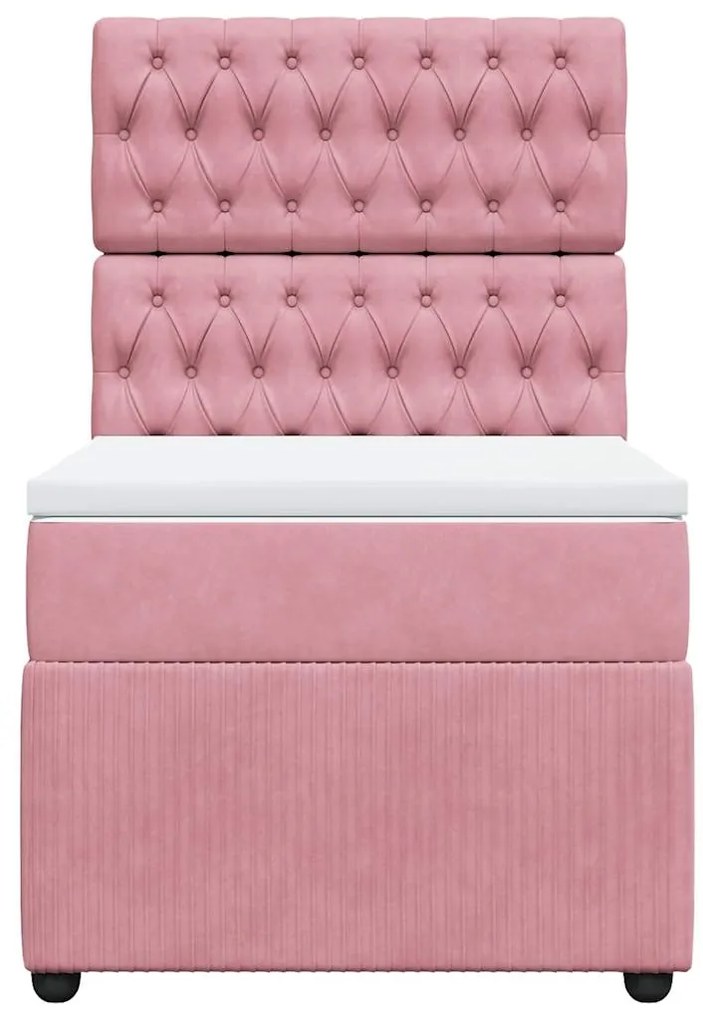 vidaXL Κρεβάτι Boxspring με Στρώμα Ροζ 100x200 εκ. Βελούδινο