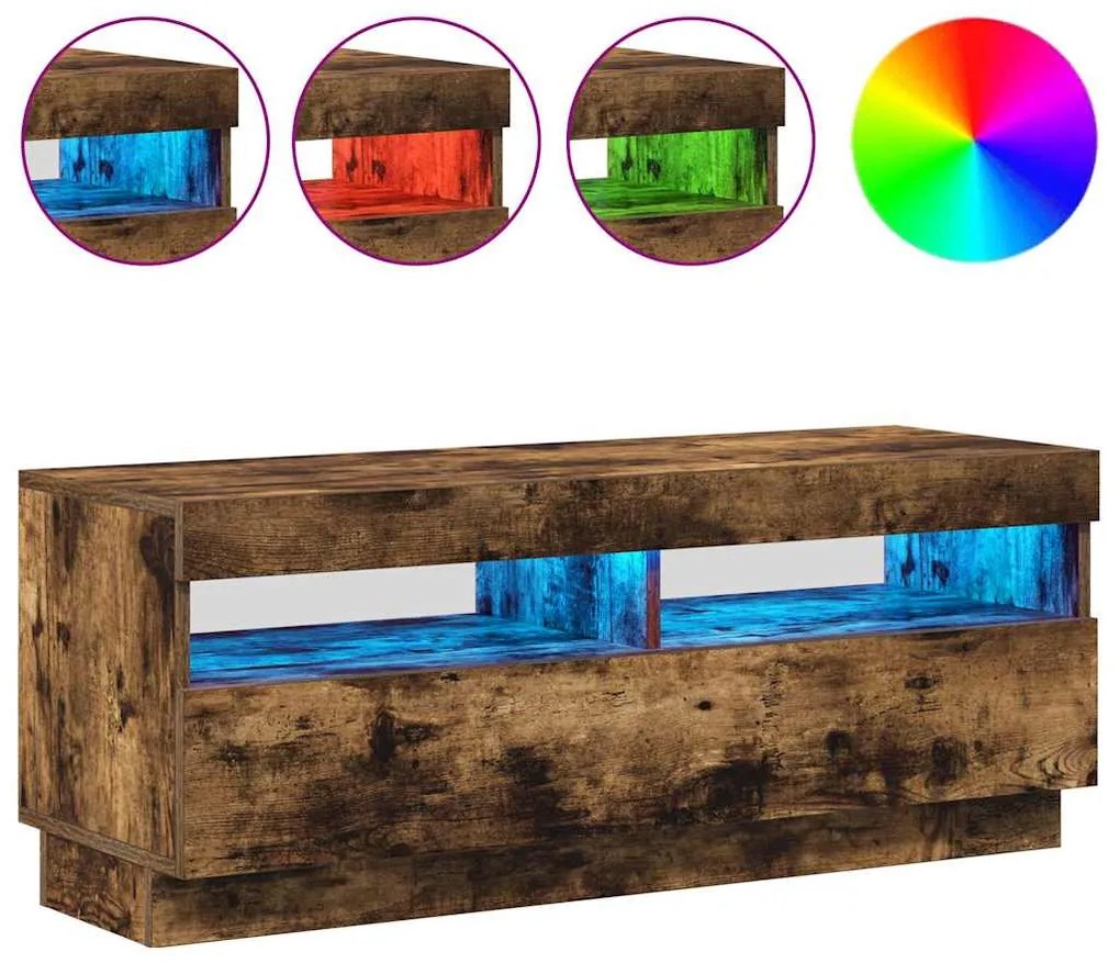 vidaXL Έπιπλο Τηλεόρασης με LED Καπνιστή Δρυς 100x35x40 εκ.