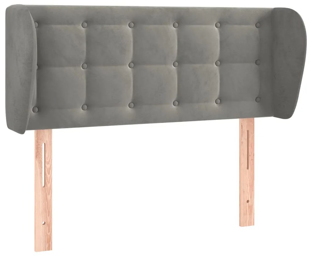 Κεφαλάρι με Πτερύγια Ανοιχτό Γκρι 93x23x78/88 εκ. Βελούδινο 3117614