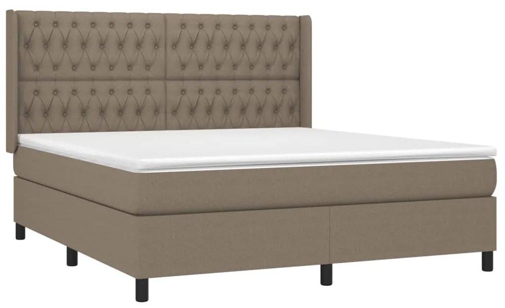 vidaXL Κρεβάτι Boxspring με Στρώμα & LED Taupe 180x200 εκ. Υφασμάτινο