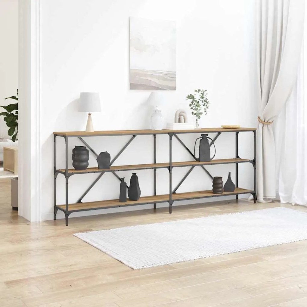 vidaXL Τραπέζι Κονσόλας με ράφι artisan δρυς 200 x 30 x 75 εκ.