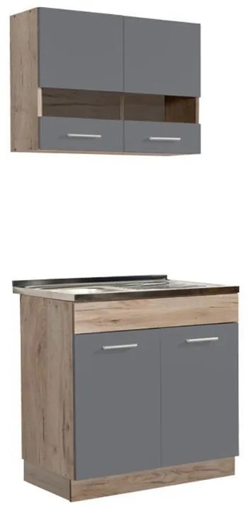 Έτοιμη Σύνθεση Κουζίνα Dalila 80S Γκρί Δρύς - Γκρί 80x51,5x206,5 εκ. 80x51.5x206.5 εκ.