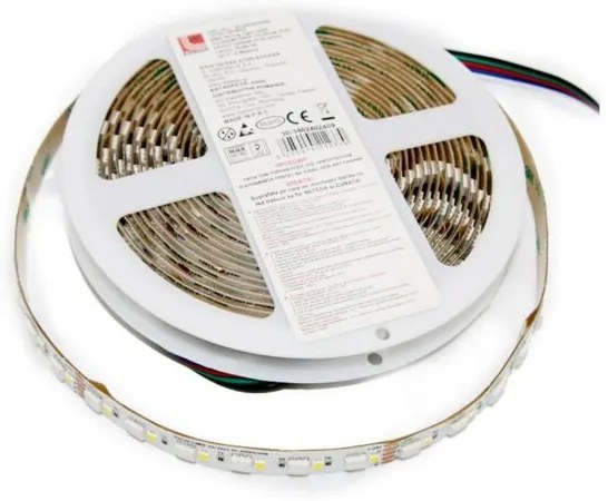 Adeleq Ταινία LED Λευκή Αυτοκόλλητη 5m 5050 24VDC 24W Και 144LED Ανά Μέτρο IP54 RGB Συν Λευκό 30-3402402409