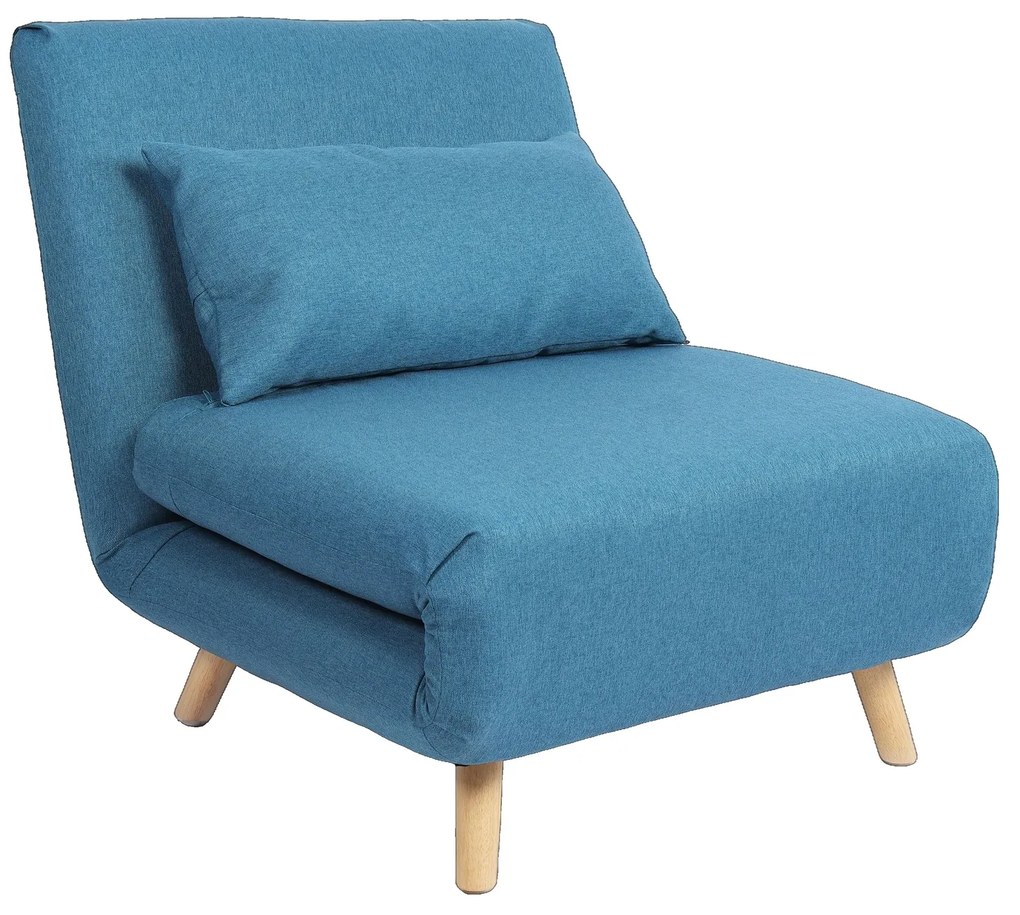 Πολυθρόνα Κρεβάτι ArteLibre VERA Μπλε Ύφασμα/Ξύλο 79x80x89cm