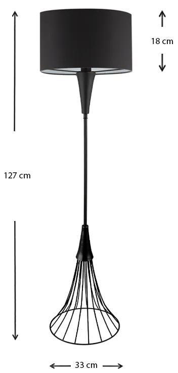 Φωτιστικό δαπέδου Olde Megapap E27 μεταλλικό - υφασμάτινο χρώμα μαύρο 33x33x127εκ. - Μελαμίνη - GP030-0093,1