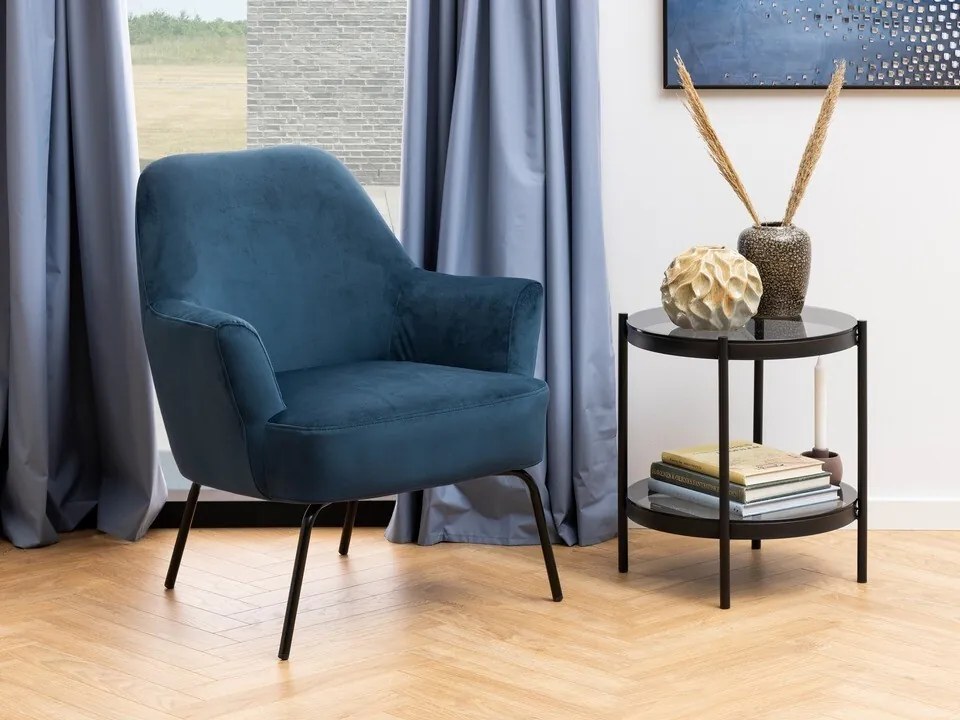 Πολυθρόνα Oakland 525, Μπλε, 83x75x75cm, Ταπισερί, Πόδια: Μεταλλικά