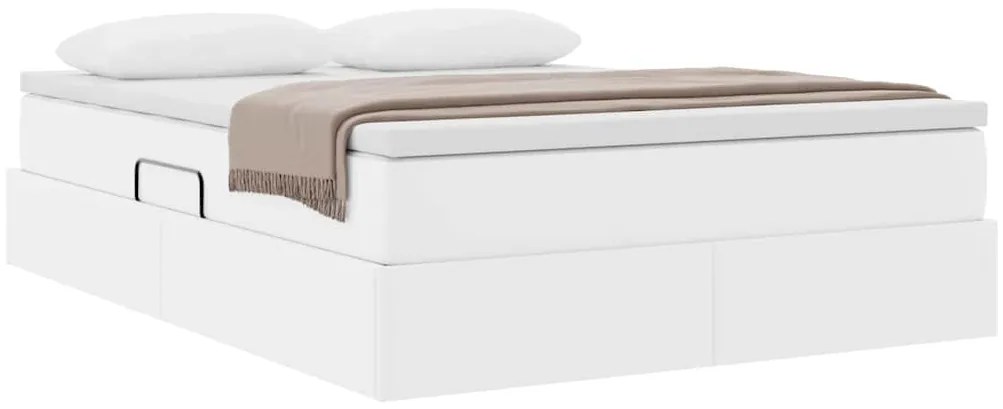 vidaXL Κρεβάτι με αποθηκευτικό χώρο και στρώμα Λευκό 140 x 200 cm