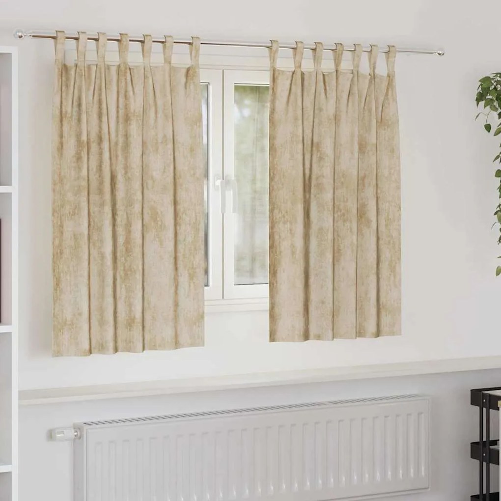 vidaXL Κουρτίνα με κουρτίνες 2 pcs Κρεμ 140 x 140 cm Βελούδο