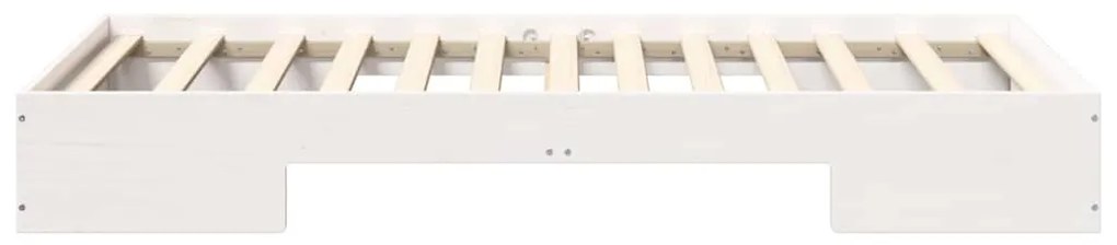 vidaXL Κρεβάτι δαπέδου Λευκό 90 x 190 cm Μασίφ ξύλο πεύκου