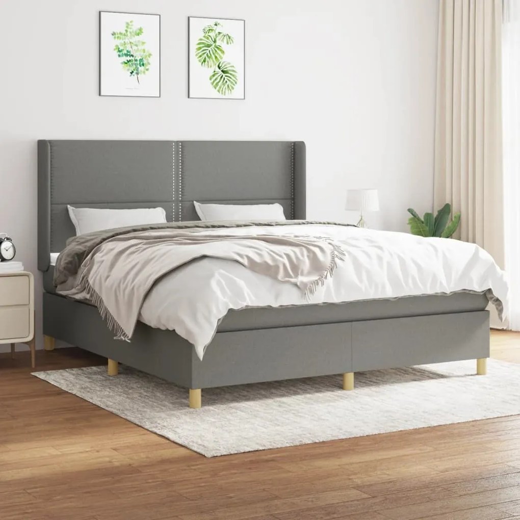 ΚΡΕΒΑΤΙ BOXSPRING ΜΕ ΣΤΡΩΜΑ ΣΚΟΥΡΟ ΓΚΡΙ 160X200 ΕΚ ΥΦΑΣΜΑΤΙΝΟ 3131922