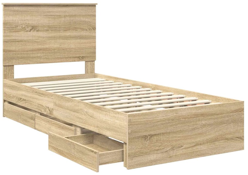 vidaXL Σκελετός Κρεβατιού Δρύς Sonoma 90 x 190 cm Μηχανήματος Ξύλο