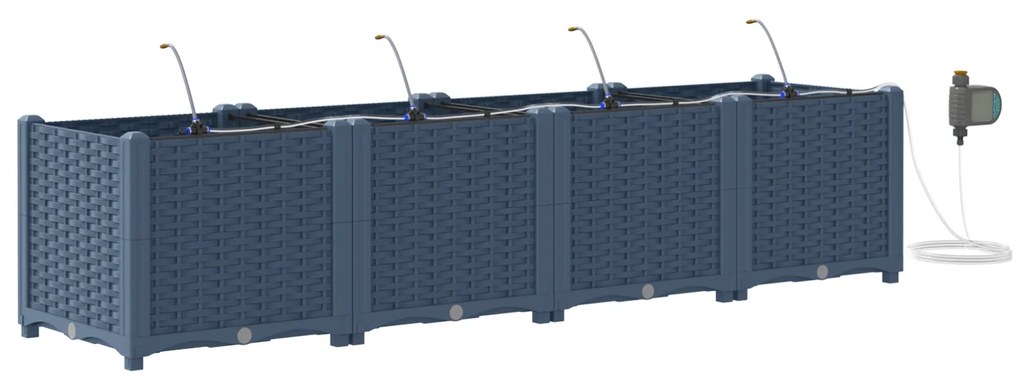 vidaXL Γλάστρες Κήπου 1 τεμ Γκρι 160 x 40 x 37.5 cm Πλαστικό