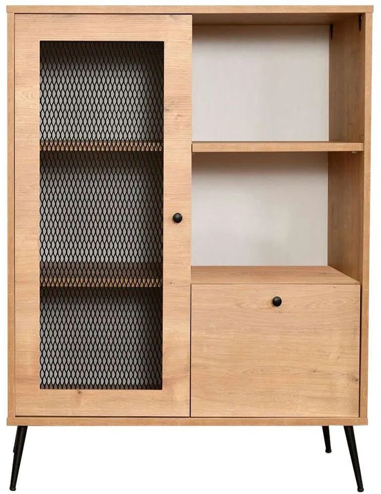 Ντουλάπι Wire 277WLN1169 90x41x110cm Oak-Black Μοριοσανίδα, Μέταλλο