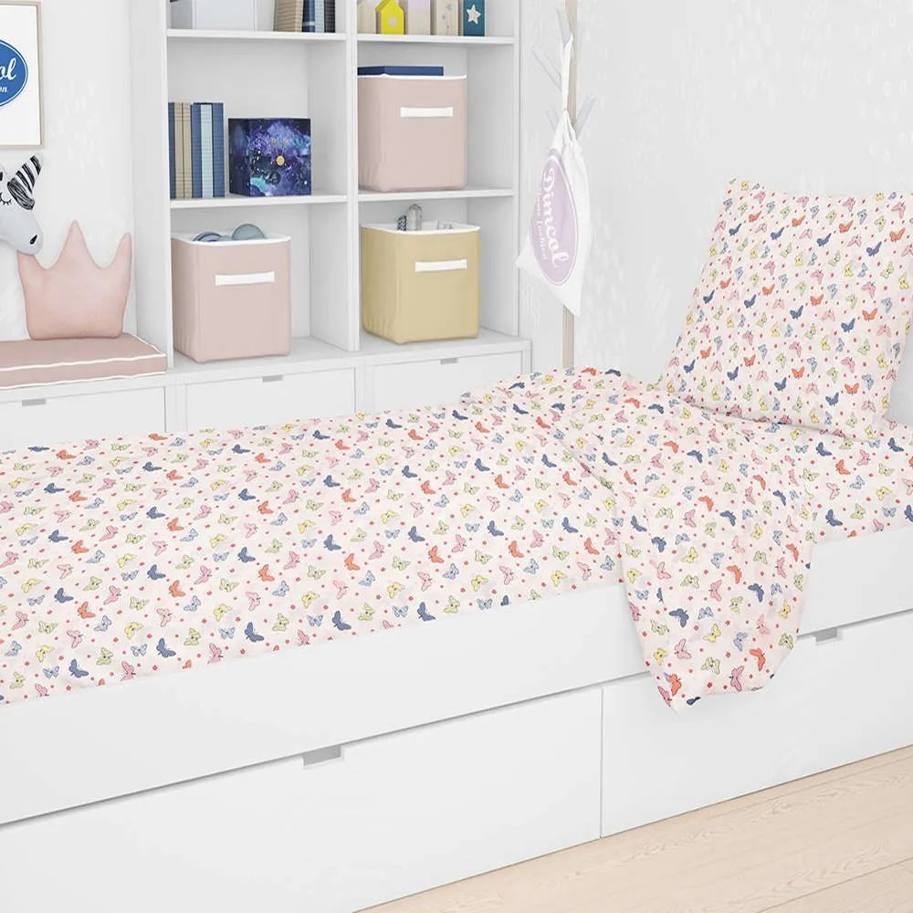 Σεντόνι Βρεφικό Με Λάστιχο Butterfly 49 Rotary Print DimCol Λίκνου 70x140cm 100% Cotton