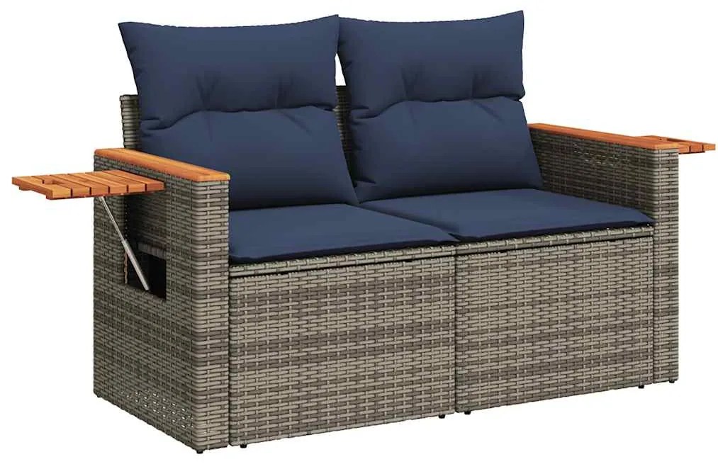 vidaXL Σετ Σαλονιού Κήπου 8 τεμ. Γκρι Συνθετικό Ρατάν με Μαξιλάρια