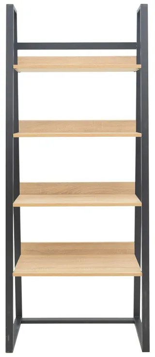 Βιβλιοθήκη Ryder pakoworld σε oak-μαύρη απόχρωση 75x36x185εκ