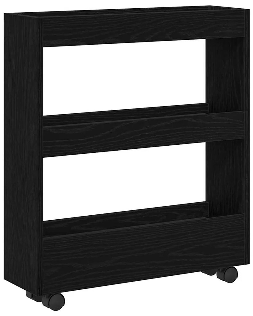 vidaXL Λεπτό Καρότσι Αποθήκευσης Μαύρη Οξυά 60 x 18 x 70 εκ