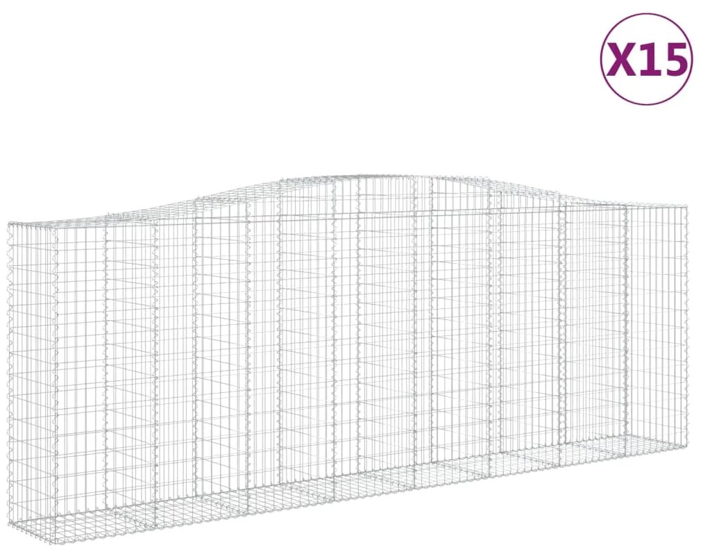 vidaXL Συρματοκιβώτια Τοξωτά 15 τεμ. 400x50x140/160 εκ. Γαλβαν. Ατσάλι