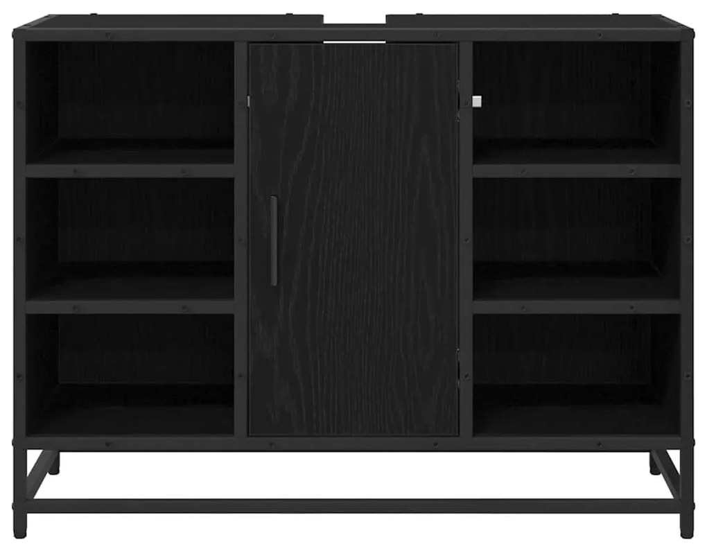 vidaXL Ντουλάπι Μπάνιου Μαύρη Οξυά 80 x 33 x 60 εκ Επεξεργασμένο ξύλο