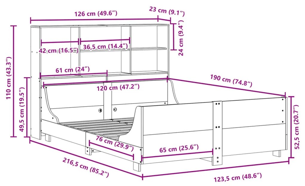 ΚΡΕΒΑΤΙ ΒΙΒΛΙΟΘΗΚΗ ΧΩΡΙΣ ΣΤΡΩΜΑ ΛΕΥΚΟ 120X190 ΕΚ ΜΑΣΙΦ ΠΕΥΚΟ 3323825