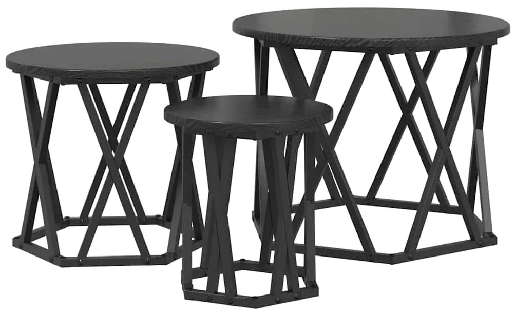 vidaXL Κομοδίνο Μονάδας 3 pcs Μαύρη δρυς 53 x 53 x 40 cm
