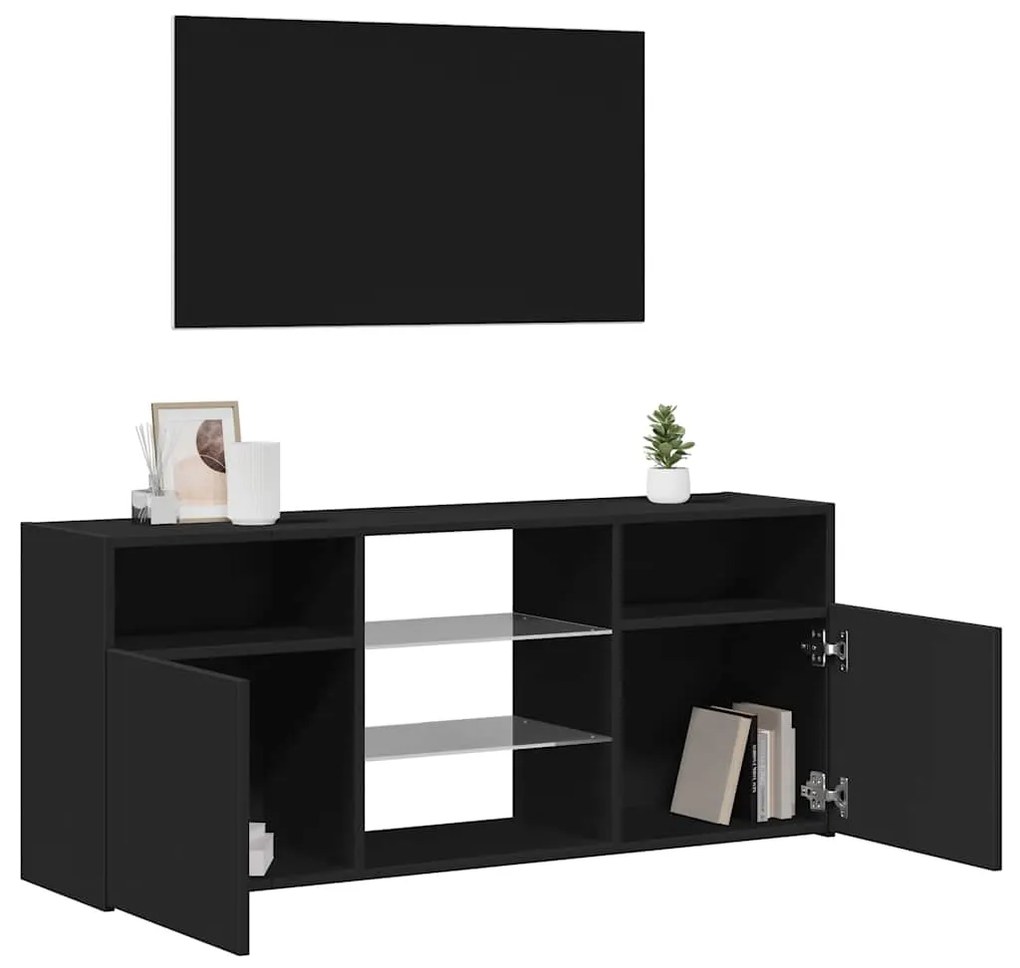 vidaXL Έπιπλο Τηλεόρασης με LED Μαύρο 120x35x15,5 εκ.