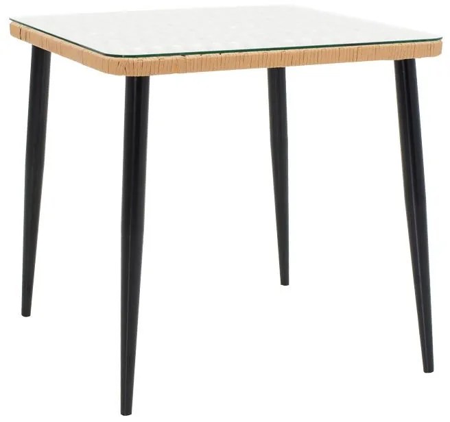 Σετ κήπου - Τραπεζαρία Naoki - Tanish 3 τεμ. μέταλλο μαύρο - pe φυσικό - γυαλί 80x80x78 εκ. 80x80x78 εκ.