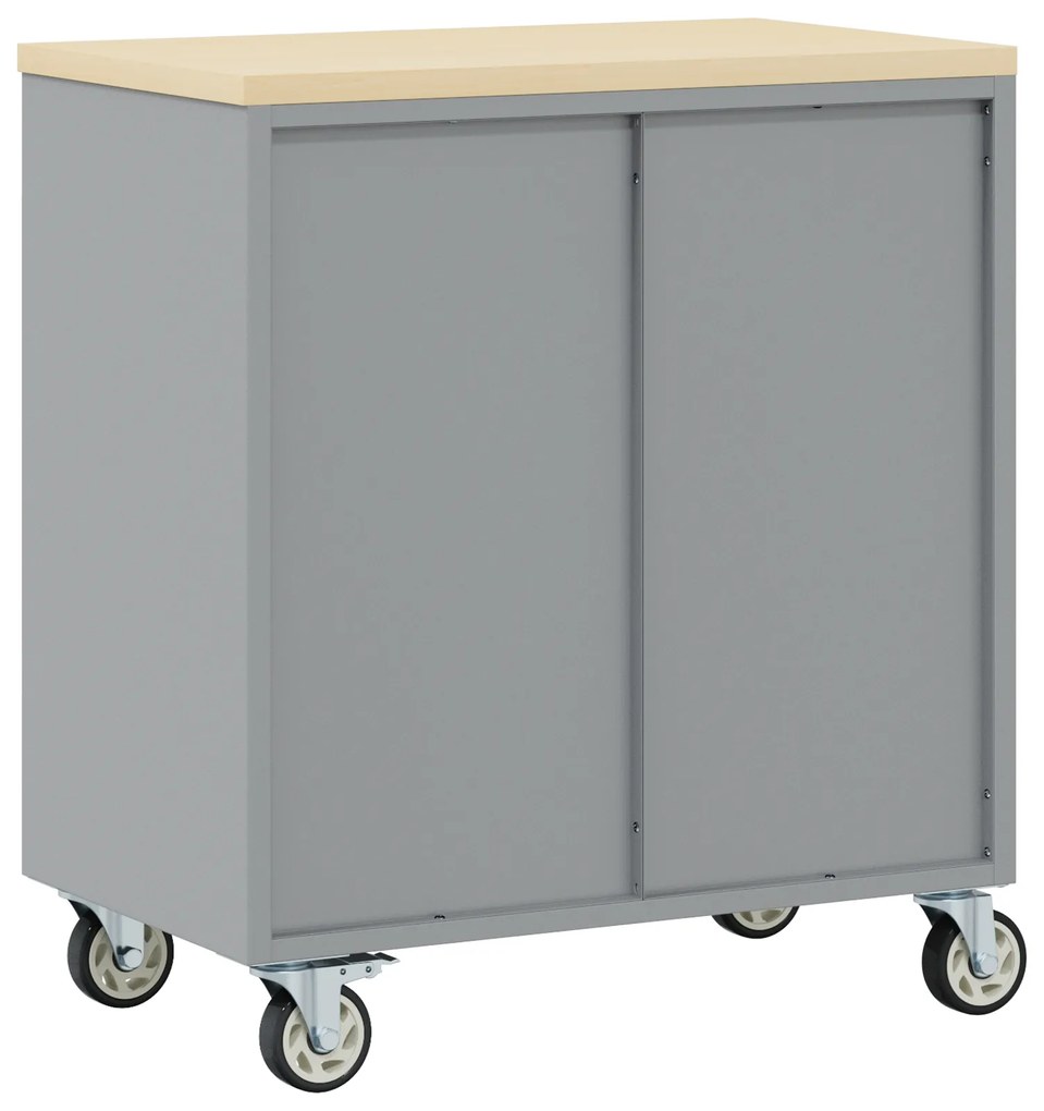 vidaXL Εργαστήριο με τροχούς Μαύρο και γκρι 75 x 45 x 85 εκ.