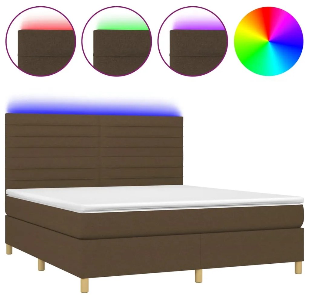 ΚΡΕΒΑΤΙ BOXSPRING ΜΕ ΣΤΡΩΜΑ &amp; LED ΣΚ.ΚΑΦΕ 180X200ΕΚ. ΥΦΑΣΜΑΤΙΝΟ 3135536