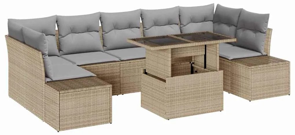vidaXL Σετ Καναπέ Κήπου 8 pcs μπεζ και ανοιχτό γκρι 100 x 55 x 73 εκ