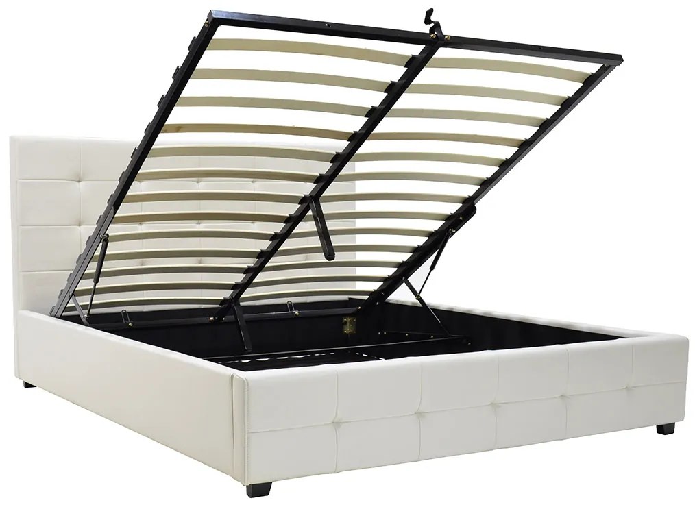 Κρεβάτι Roi pakoworld 160x200 PU λευκό ματ + αποθηκευτικό χώρο