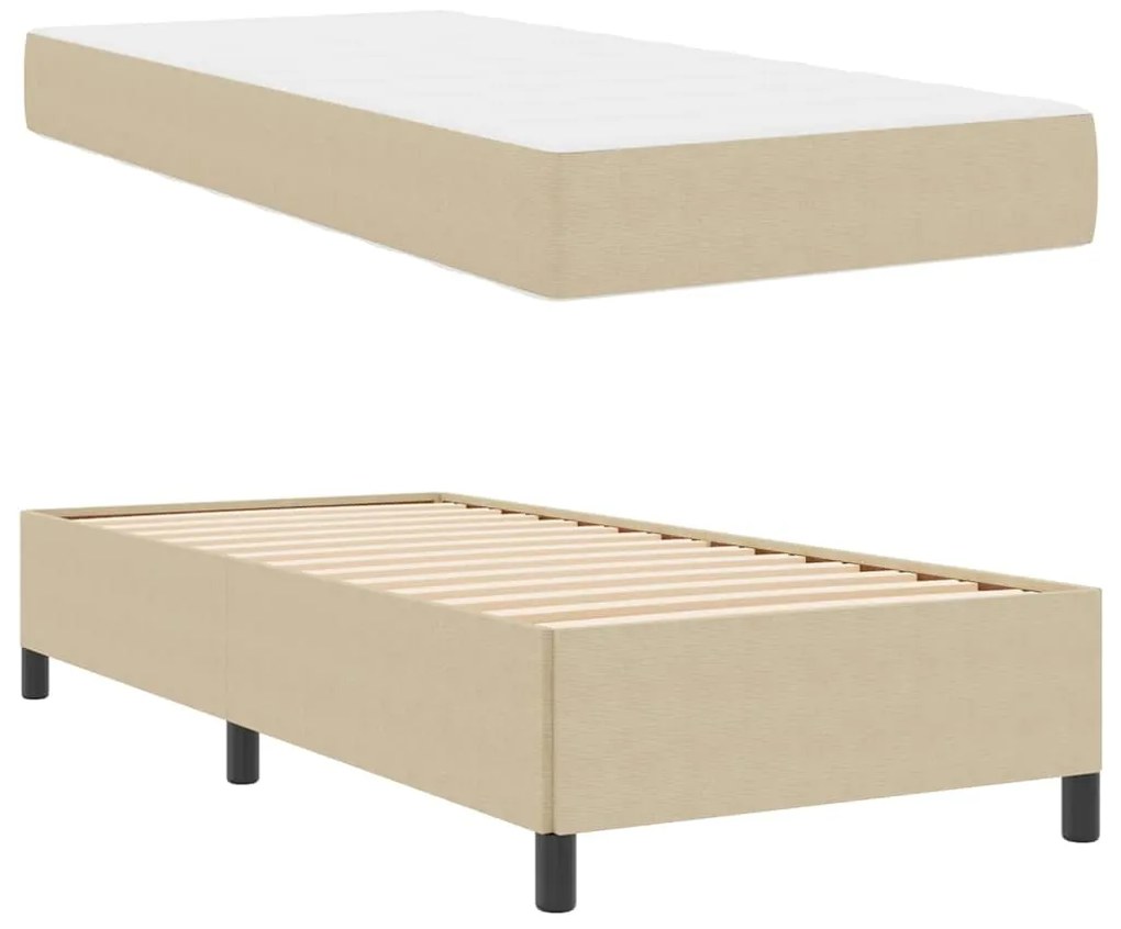 vidaXL Σκελετός Κρεβατιού Ανοιχτό Πράσινο Γκρι 90 x 190 cm ύφασμα