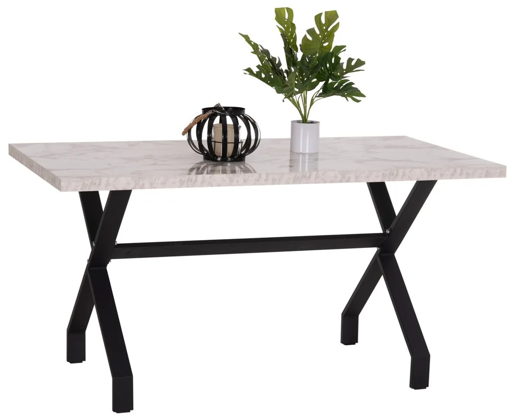 ΤΡΑΠΕΖΙ ΚΟΥΖΙΝΑΣ LANA HM18221.01 ΜΕΛΑΜΙΝΗ ΛΕΥΚΟ ΜΑΡΜΑΡΟ-ΜΑΥΡΑ ΜΕΤΑΛ.ΠΟΔΙΑ 140x70x72Υεκ