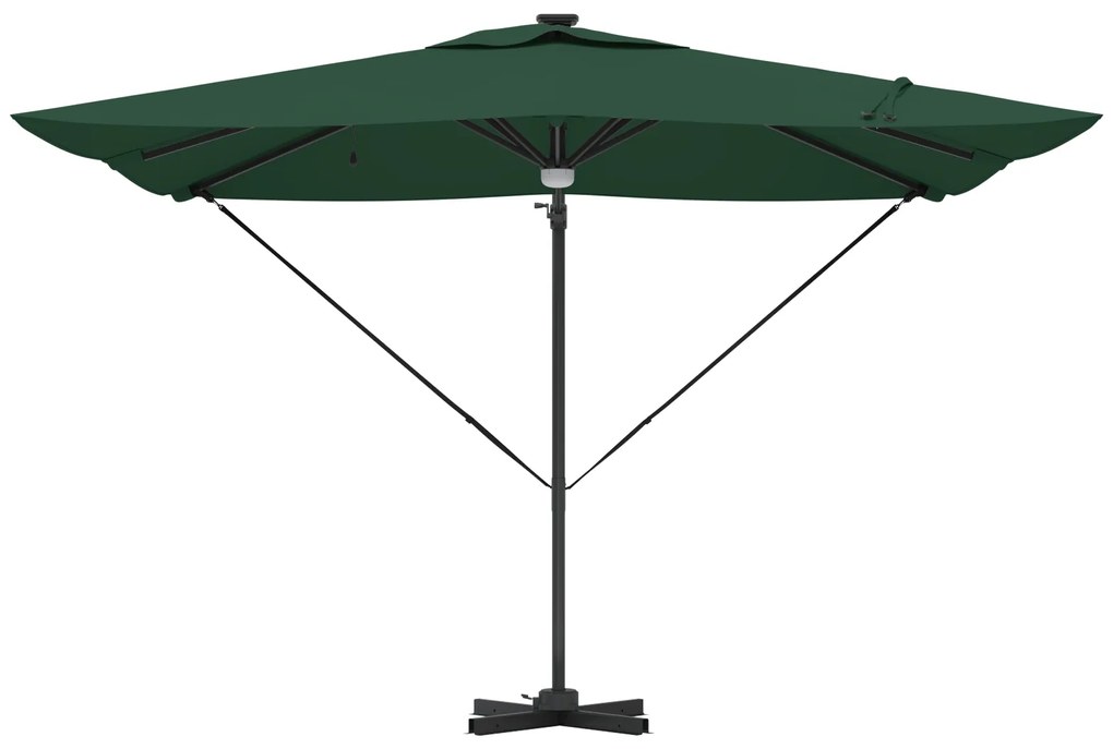 vidaXL Cantilever Roma Parasol με LEDs Πράσινο 286x285x270 cm Αλουμίνιο