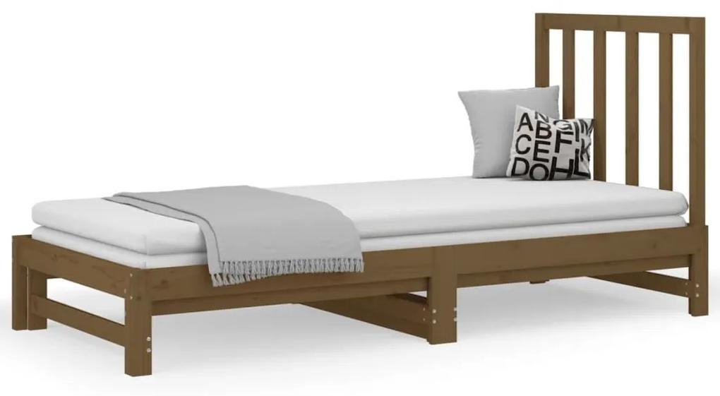 Καναπές Κρεβάτι Συρόμενος Μελί 2x(90x200) εκ. από Μασίφ Πεύκο - Καφέ